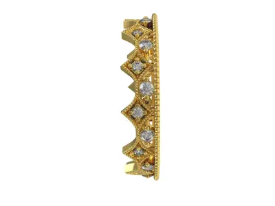 Antique Diamond Crown Wedding Eternity Band 3D print model