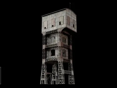Coal Mine Shaft Tower - KWK Polska I Low-poly 3D model