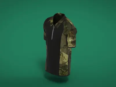Military Outfit - T-shirt Low-poly 3D model 2