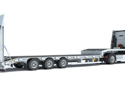 Truck with Platform Trailer 3D model