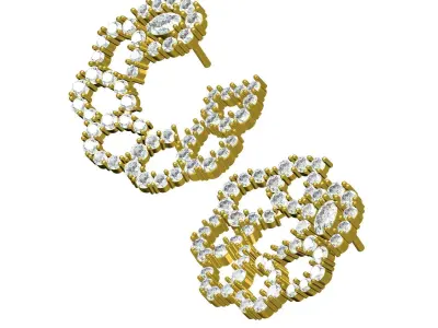 Antique Crystal Round Diamond Stud Earring 3D print model