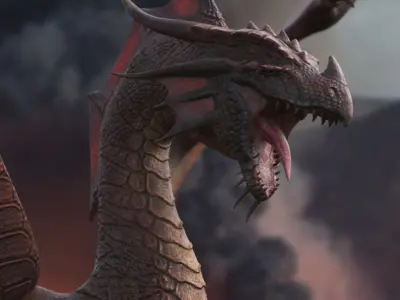Mythical Dragon Creature Flying 3D model