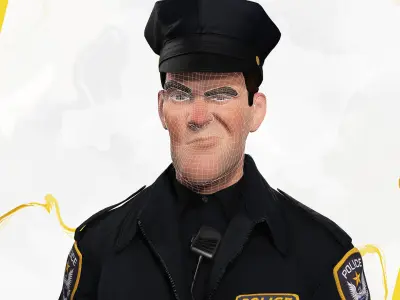 Stylized Cop Cartoon Police Officer Rigged Policeman Low-poly 3D model