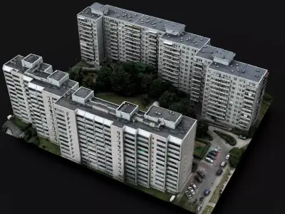 soviet blocks city sector area drone photogrammetry 3D model
