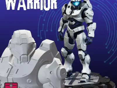Futuristic Warrior STL Sci-Fi Armor Sculpture 3D print model