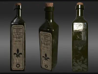 Plague Doctor Bottle and Flask Low-poly 3D model