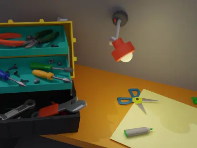Workshop Low-poly 3D model get