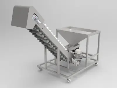 Inclined Belt Conveyor Low-poly 3D model