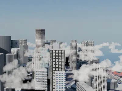 Large City for seen Hong Kong City Animated Free 3D model