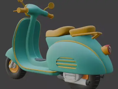 Vintage Retro Scooter 3D Model 3D model shop