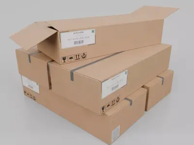 Cardboard Box R-492 - Rigged and Customizable Low-poly 3D model