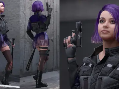 Mens and Womens Cyberpunk Outfits - Modular - Rigged 3D Model Pack