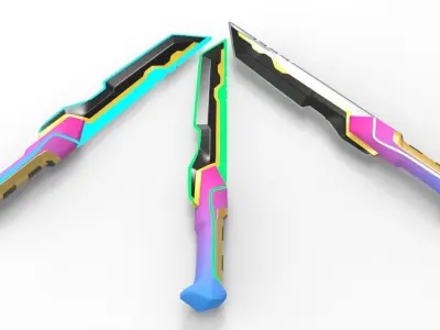 Dagger 3D model three different colored swords 3D model