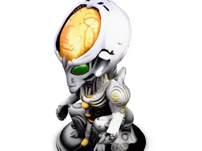 SciFi Alien Meditation Figurine Low-poly 3D model