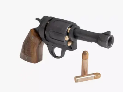 Stylized Revolver Pistol Free low-poly 3D model