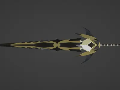 fantasy heavy golden sword Free low-poly 3D model