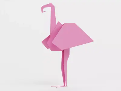 Paper Flamingo Low-poly 3D model