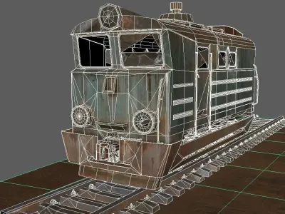 Abandoned train Low-poly 3D model purchase