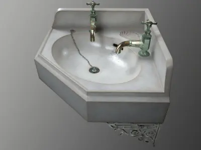 Old Corner Sink Wash Basin Low-poly 3D model
