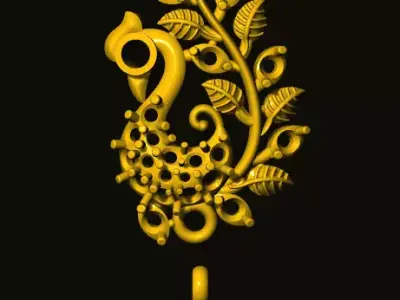 jumka golden peacock 3D print model
