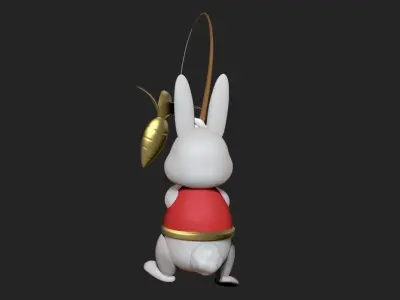  Chinese New year Rabbit  fishing carrot  Zbrush Project File Low-poly 3D model