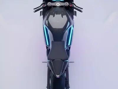 Futuristic Electric Sports Bike with Neon Low-poly 3D model Low-poly 3D model