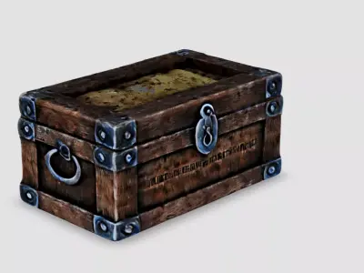 Antique Wooden Chest with Metal Accents 3D model