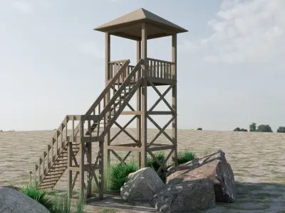 TOWER-1-WITH STAIR Low-poly 3D model