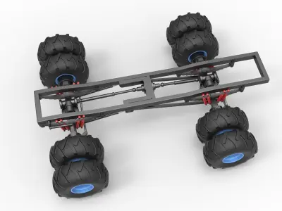 Chassis of vintage monster truck double wheels Scale 1 to 25 3D print model purchase