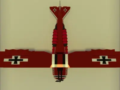 Red Triplane Low-poly 3D model