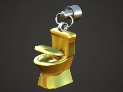 Golden Toilet Weapon Charm - Low Poly Game Ready Low-poly 3D model