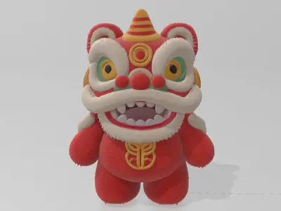 Plush Lion Dance Doll 3D model