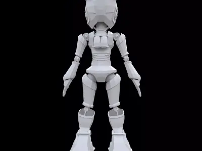 Robo Girl  Low poly 3Dmodel Low-poly 3D model