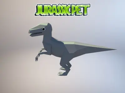 Velociraptor jurassic pet Low-poly 3D model