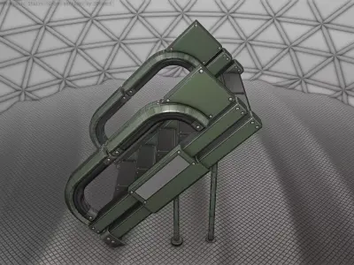 Sci-Fi Stairs - 4 - Green Version  Low-poly 3D model