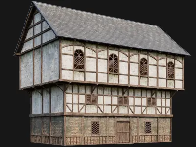 221-222-223-224 Old Medieval Houses Pack 4K Textures Low-poly 3D model