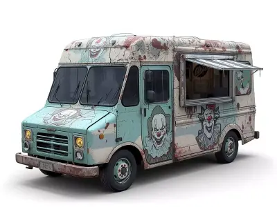 Possessed Clown Ice Cream Truck 3D Model Low-poly 3D model purchase