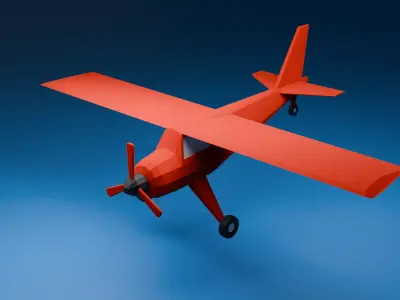 Classic Cartoon Aeroplane Low-poly 3D model purchase