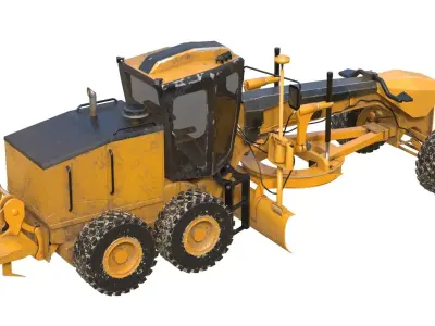 140M motor grader Low-poly 3D model