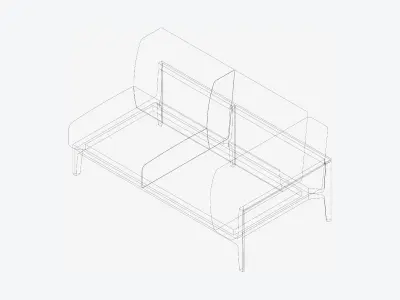 Furniture - Sofa - Contemporary - Oak - Sofa - Left Low-poly 3D model