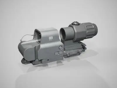 Eotech HHS with magnifier and wilcox mount lopoly 3d model Low-poly 3D model