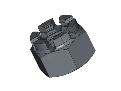 M20 Castle Nut 3D model