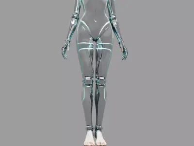 Chrome Cyberpunk Female Android Model 3D model