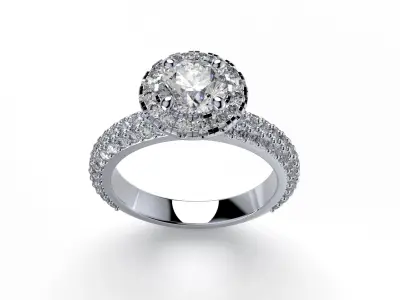 Engagement Ring Halo Settings With Basket Style For Media - SK1  3D model