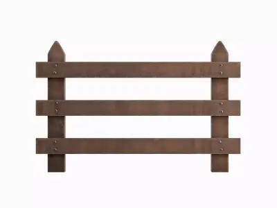 Rustic Wooden Fence 01 Low-poly 3D model