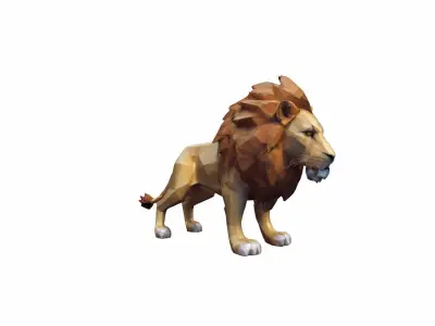The Golden Lion Is A Majestic Symbol Of Power 3d Render 3D model buy