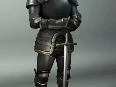 Knight in armor 3D model 2
