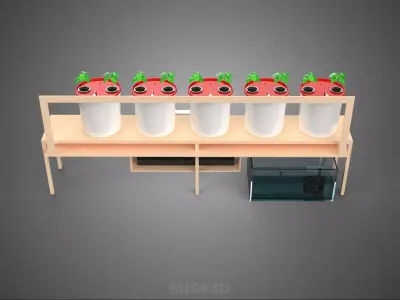 IOT HYDROPONIC PLANT AUTO CONTROL DUTCH BUCKET IRRIGATION SYSTEM 3D model