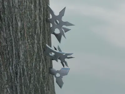 Ninja shuriken pack Low-poly 3D model