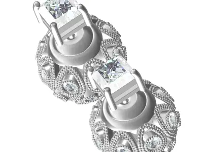 Antique Ball Shaped Diamond Earring 3D print model